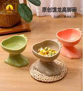 Bát Sứ đựng thức ăn cho chó, mèo Pipitao Original Bag-Packed Hungry Dragon High-Footed , 15cm