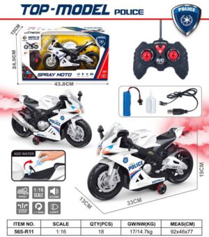 Xe mô tô điều khiển từ xa mô phỏng xe cảnh sát phun nước hai chiều