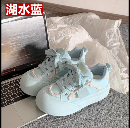 Giày vải màu xanh dương đế cao dành cho nữ mẫu mới nhất trên thị trường