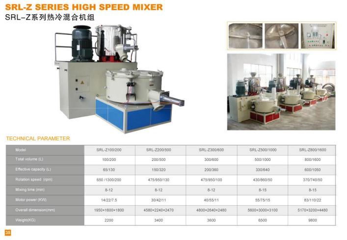 MÁY TRỘN TỐC ĐỘ CAO DÒNG SRL-Z Đơn vị trộn nóng và lạnh dòng SRL-Z