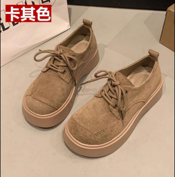 Đôi giày da lộn màu kaki buộc dây mẫu mới nhất dành cho nữ