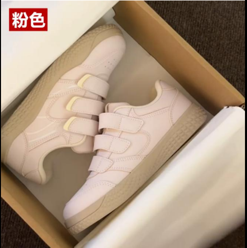 Ielgy 2024 Mới Giày Velcro Trắng Nữ Đa Năng Sinh Viên Phẳng Duy Nhất Với Váy Mẫu mới