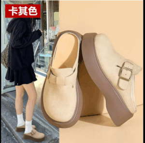Thời Trang Retro Đế Dày Slip-On Lười Nửa Dép Mùa Thu Phong Cách Mới Tăng Mặc Ngoài Thoải Mái Chống Trơn Trượt Thường Ngày mới nhất
