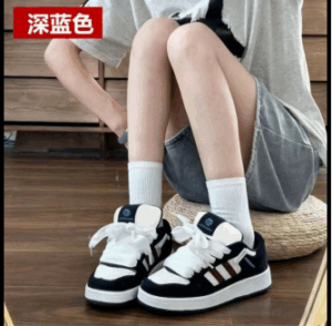 Giày nữ thể thao Sneaker thời trang 2024 đế bánh mì cao su 5cm, đầu mũi và gót chất liệu da lộn mới nhất
