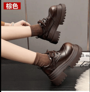 YUNGUANG Giày Oxford buộc dây đế Chunky dành cho nữ có gót dày và mũi vuông