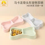 Bát đựng thức ăn đôi hình xương inox Macaron cho chó ,mèo, thú cưng
