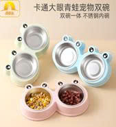 Bát đôi hai trong một đựng thức ăn cho chó,mèo thú cưng Cartoon Frog.