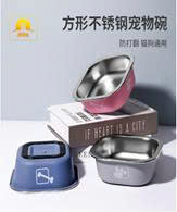Bát nhựa vuông bằng thép không rỉ dày hai lớp cho chó,mèo thú cưng,14cm,16cm