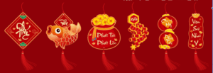 Phụ kiện tết treo tường vạn sự như ý phát tài phát lộc
