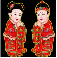 Cặp câu đối trẻ em mới đỏ và xanh mẫu mới nhất tại xưởng Kho Hà Nội