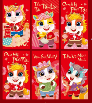 Bao lì xì linh vật Ngọ chiêu tài  Lì xì năm Ngọ – Vạn sự như ý