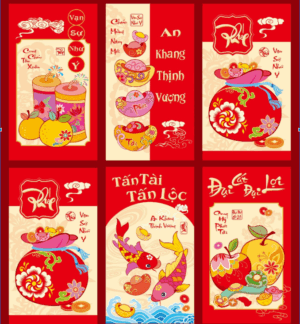 Bao lì xì họa tiết ngựa phong cách dân gian