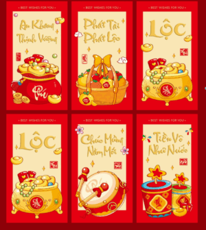 Lì xì Ngọ giấy mỹ thuật phong cách