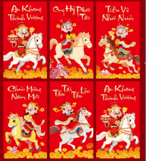 Bao lì xì linh vật 12 con giáp Ngọ in nổi chúc tết