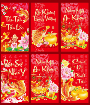 Bao lì xì tài lộc dồi dào  Lì xì lộc xuân may mắn