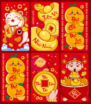 Lì xì Tết nghệ thuật  Bộ lì xì sưu tầm