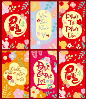 Lì xì phong cách cổ truyền  Lì xì họa tiết dân gian