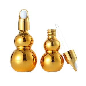 Chai tinh dầu thủy tinh hình kết quả bầu đôi mạ vàng xuyên biên giới, chai xịt ép, chai bảo tinh chất, chai lotion, chai lăn bi mẫu mới nhất
