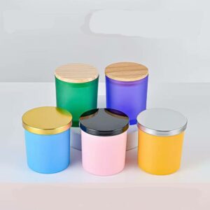 Đế nến thủy tinh màu tùy chỉnh với màu chuyển sắc, kiểu 7080, nắp kim loại, nắp tre/gỗ, hộp đựng nến mờ. mới nhất