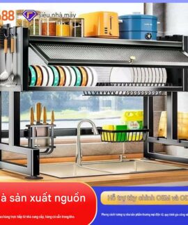 Tủ che bồn rửa chén có cửa chống bụi, một hoặc hai tầng, 65–105 cm, đen/trắng