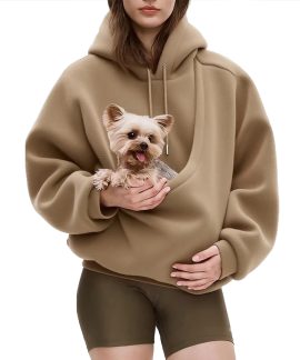 Áo hoodie chui đầu nỉ có túi trước nữ