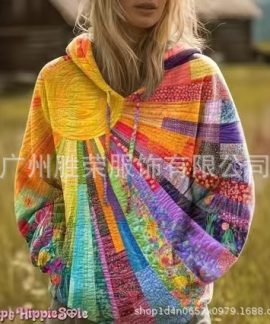 Áo hoodie in mặt trời graffiti nữ