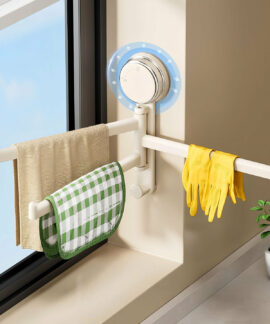 Giá treo khăn rửa bát hút chân không xoay 180°, nhựa ABS, màu kem hoặc xám