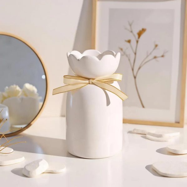 Bình hoa gốm sứ hình cánh hoa ba kích cỡ