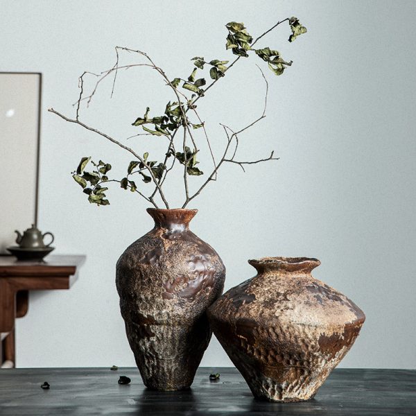 Bình hoa gốm sứ thiền ý dáng chum cổ