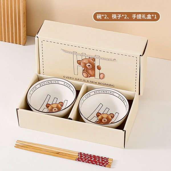Bộ bát đũa sứ hộp quà họa tiết dễ thương