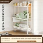 Kệ úp bát đĩa khe hẹp 2–3 tầng chống gỉ, tùy chọn kèm ống đựng đũa