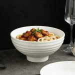 Đĩa sâu sứ trắng gân nổi 21.5 cm