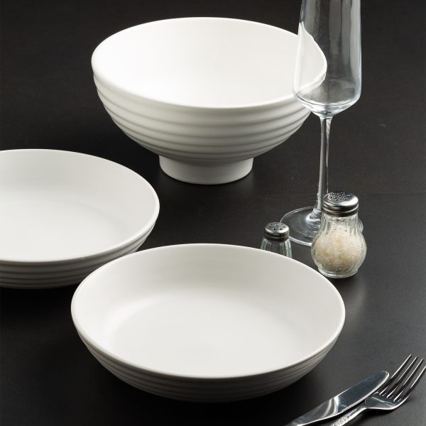 Đĩa sâu sứ trắng gân nổi 21.5 cm