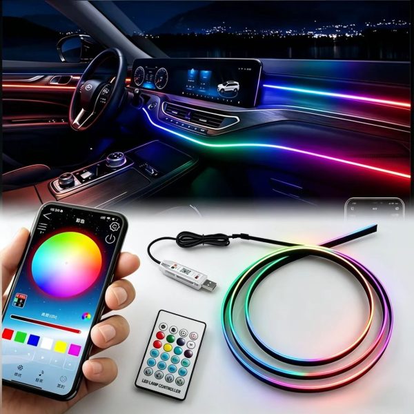 Đèn viền RGB nội thất ô tô dạng dải và bộ USB