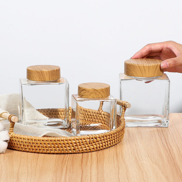 Chai Thủy Tinh Vuông Dẹt Đựng Mật Ong