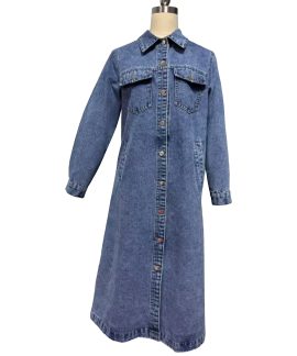 Áo khoác denim nữ dáng dài phom rộng