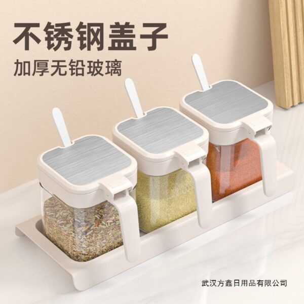 Bộ Hũ Thủy Tinh Đựng Gia Vị Nắp Inox