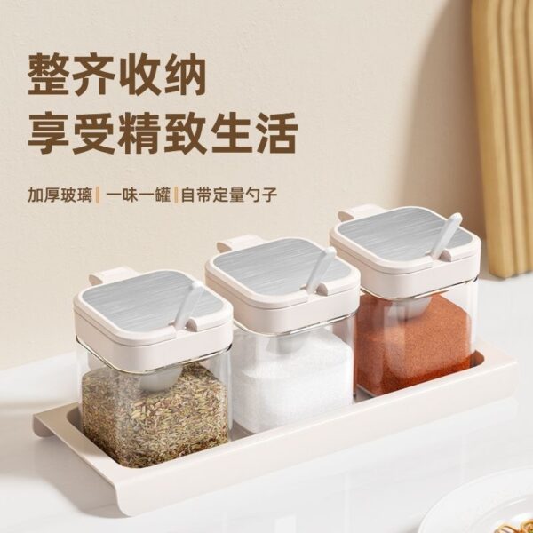 Bộ Hũ Thủy Tinh Đựng Gia Vị Nắp Inox