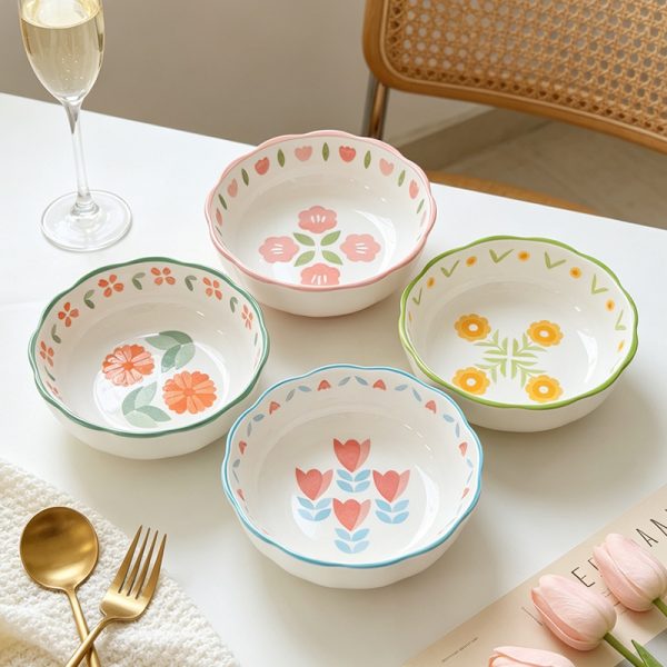 Bát sứ bí ngô hoa hải đường 6 inch nhiều màu