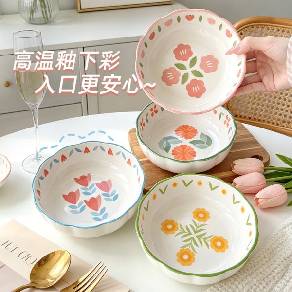 Bát sứ bí ngô hoa hải đường 6 inch nhiều màu