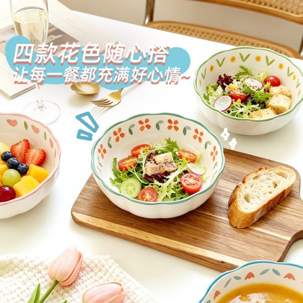 Bát sứ bí ngô hoa hải đường 6 inch nhiều màu