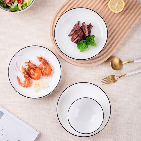 Bát đĩa sứ viền đen vân dọc, chọn từng món