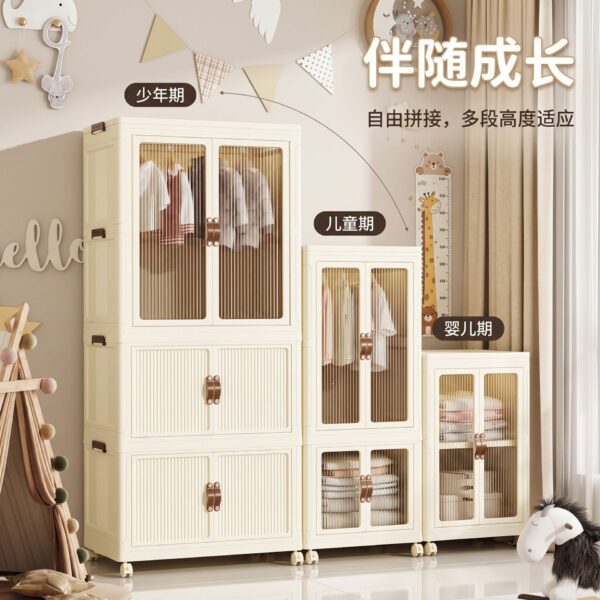 Tủ quần áo trẻ em lắp ghép có bánh xe