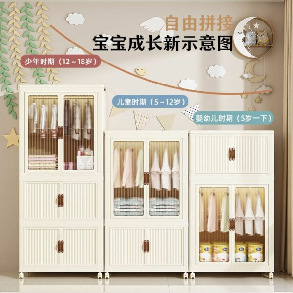 Tủ quần áo trẻ em lắp ghép có bánh xe