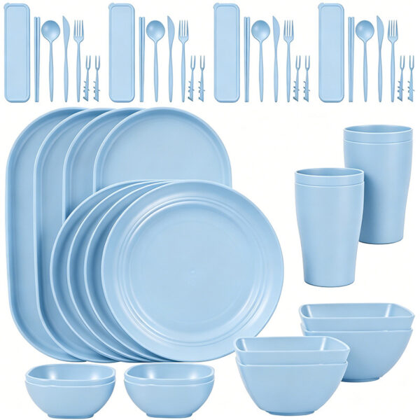 Bộ bát đĩa cốc sợi lúa mì kiểu Bắc Âu