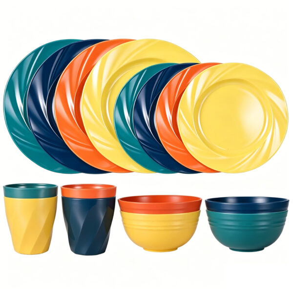 Bộ bát đĩa cốc sợi lúa mì 16 món