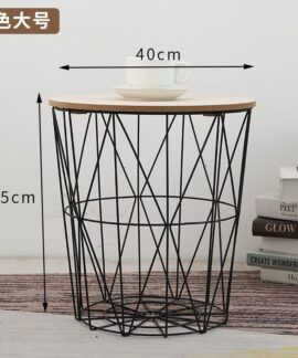 Bàn Đầu Giường Khung Sắt Kèm Nắp Gỗ