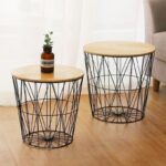 Bàn Đầu Giường Khung Sắt Kèm Nắp Gỗ