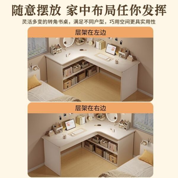 Bàn học góc kết hợp kệ sách và tủ