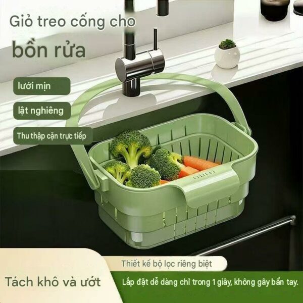 Rổ thoát nước treo bồn rửa co giãn, nhựa dày, xanh lá hoặc trắng